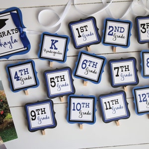 Graduation Photo Banner, Class of 2025 Graduation Decorations, Grad Photo Display, Through the Years, Blue/Black or Choose Your Colors!