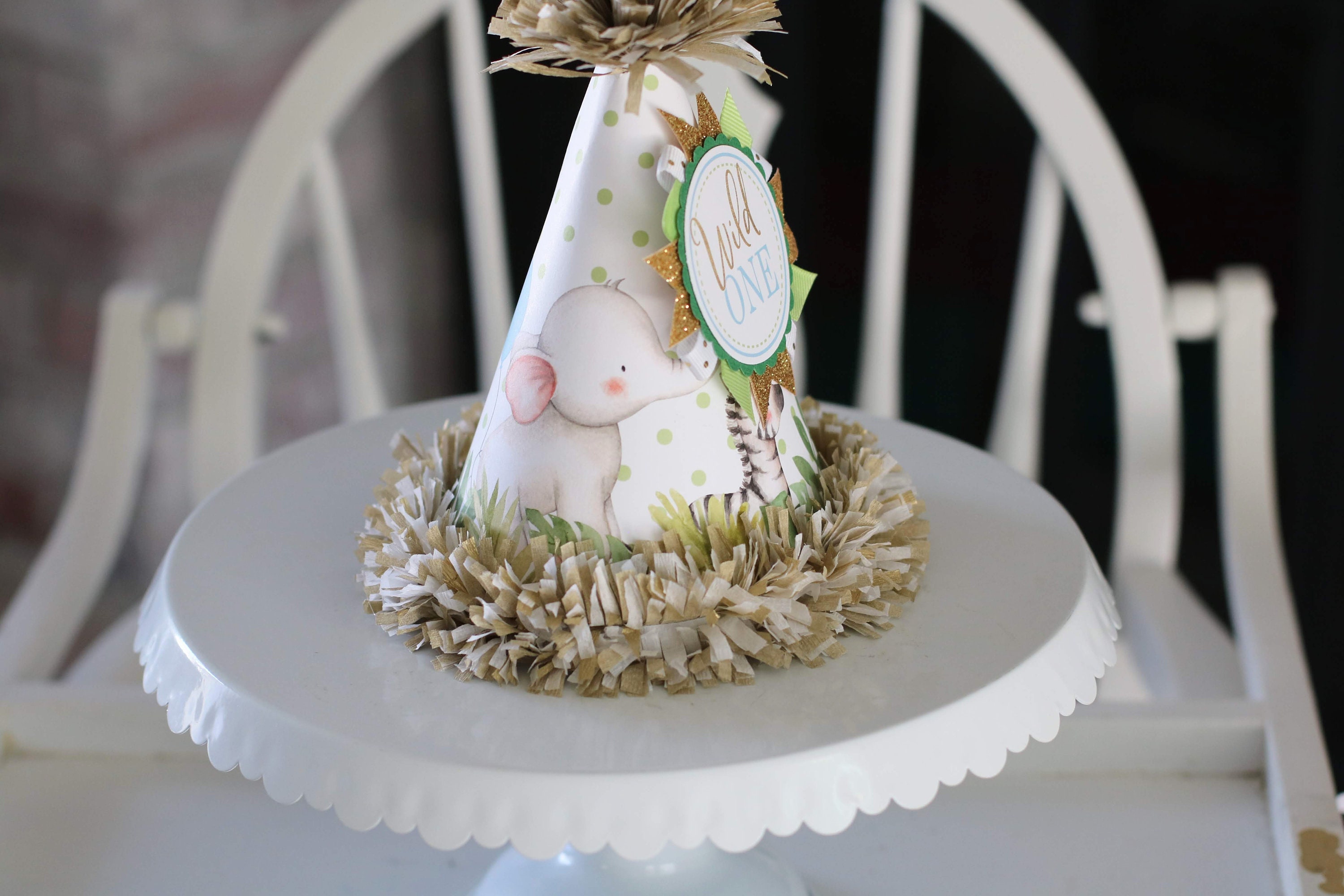 Jungle Safari Birthday Party Hat, Green Safari First Birthday