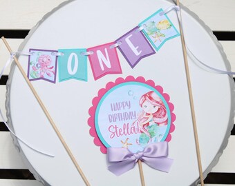 Oneder the Sea Cake Topper, Under the Sea Mermaid Cake Decor, Sea Creatures First Birthday, Oneder the Sea Party Decorations