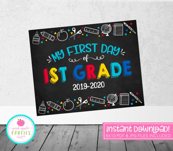 To start with Working day of 1st Quality Chalkboard Indication - Initially Quality Signal - Blue, Pink, Yellow, Turquoise - 8x10 Fast Obtain Printable Indicator graphic relating to First Day of 1st Grade Printable Sign identified as Initially Working day of 1st Quality Chalkboard Indicator - To start with Quality Indicator - Blue, Purple, Yellow, Turquoise - 8x10 Instantaneous Down load Printable Signal
