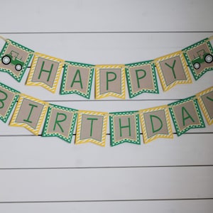 Tractor Birthday Banner, Green Yellow Tractor Farm Birthday Decorations, Tractor Farm Party, Green Gingham, Tractor Boy Birthday