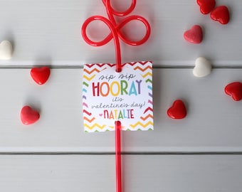 Crazy Straw Valentine, Printable Valentine, Non Candy Valentine, Personalized Printable Valentine, School Valentine Cards for Kids