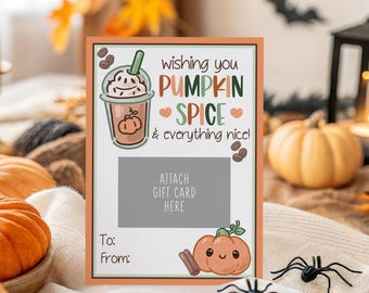 Porte-carte cadeau café Halloween, cadeau café Halloween professeur, cadeau collègue ou employé citrouille épicée, porte-carte cadeau Starbucks