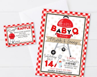 BaByQ Baby Shower Invitation - BBQ Baby Shower Invitation - Co-Ed Baby Shower Invite - Digital/Printable OR Printed & Shipped!