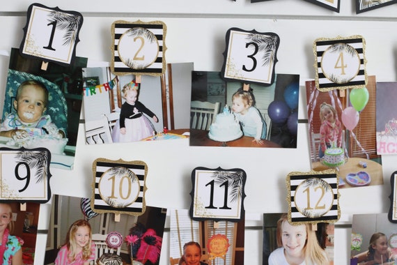 Banner Foto Per 16esimo Compleanno – Striscione Nero Con 16 Cornici 10x15 Cm – Decorazioni Festa Ragazza – PartyHooman
