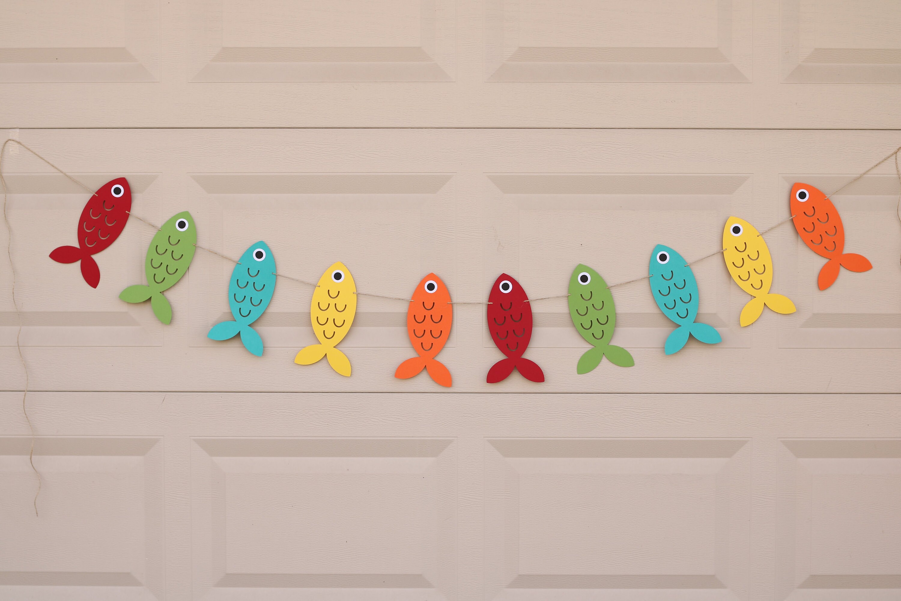 Fishing Birthday Banner Fish Cut Out String Banner Gone Etsy