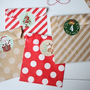 Advent Calendar, Countdown to Christmas, Advent Bags + Stickers, Advent Calendar Kit, Advent Countdown for Kids, Style: Sweet Christmas