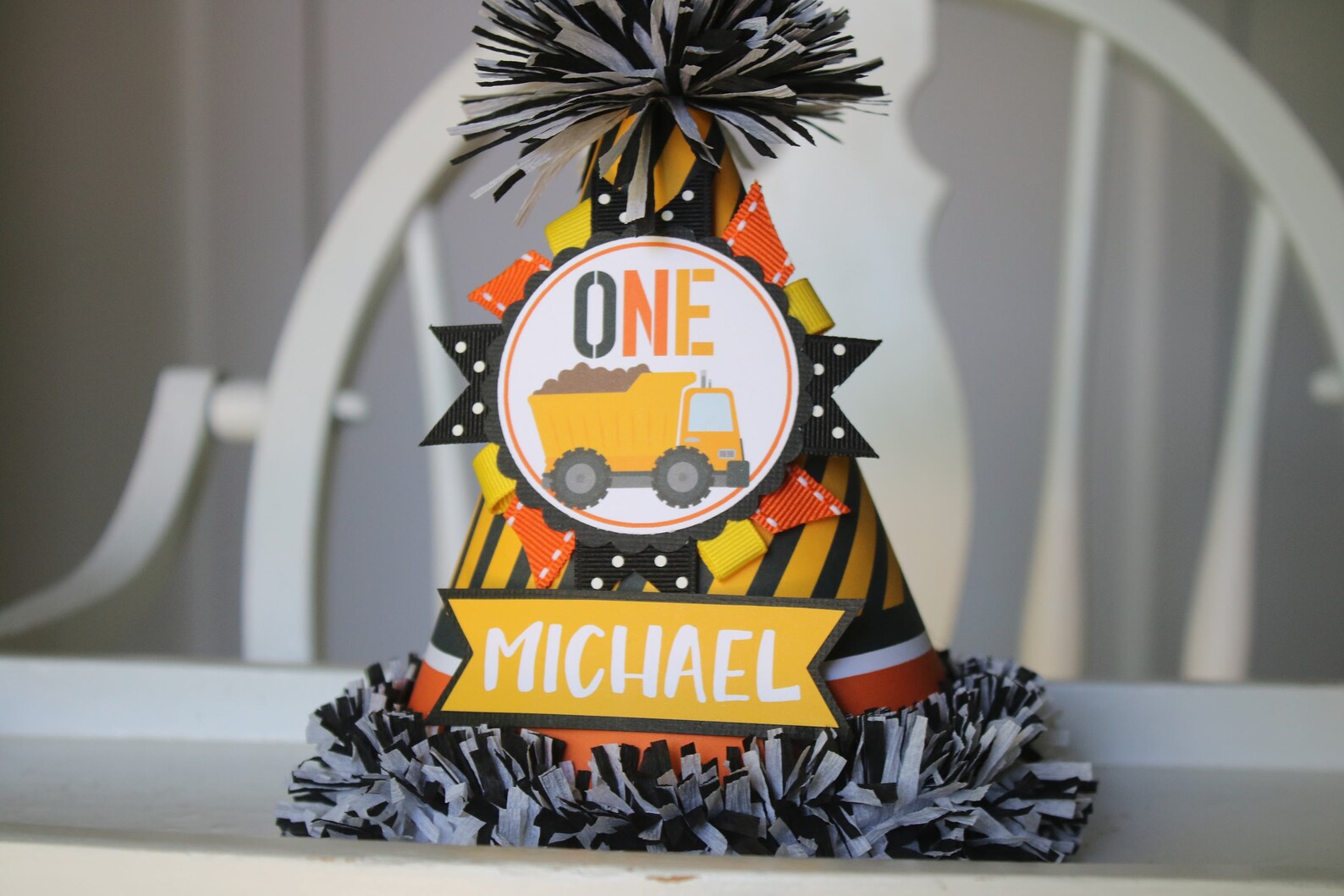 Construction Birthday Party Hat Boy First Birthday Party Hat Etsy