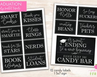 Graduation Candy Labels - Printable Graduation Party - Candy Buffet / Candy Bar - Grad Party Candy Labels - INSTANT DOWNLOAD