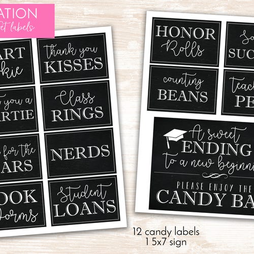 Graduation Candy Labels Printable Graduation Party Candy - Etsy