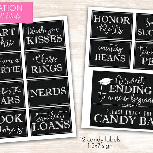 Graduation Candy Labels Printable Graduation Party Candy - Etsy