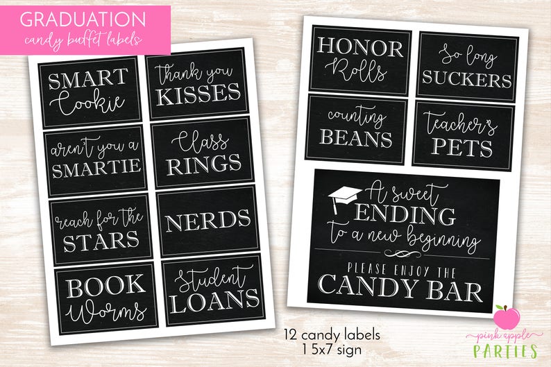 Graduation Candy Labels Printable Graduation Party Candy Buffet / Candy Bar Grad Party Candy Labels INSTANT DOWNLOAD image 1