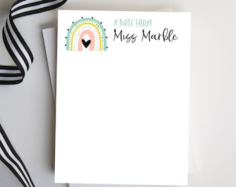 Personalized Teacher Notepad - Teacher Gift, Personalized Teacher Gift - Gifts for Her - Style: Pastel Rainbow