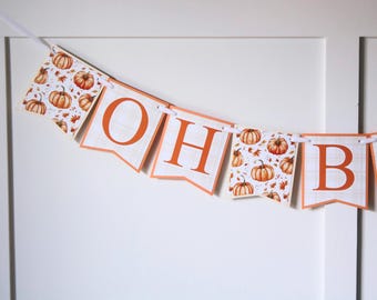 Bannière baby shower d'automne : décoration de fête à thème citrouille