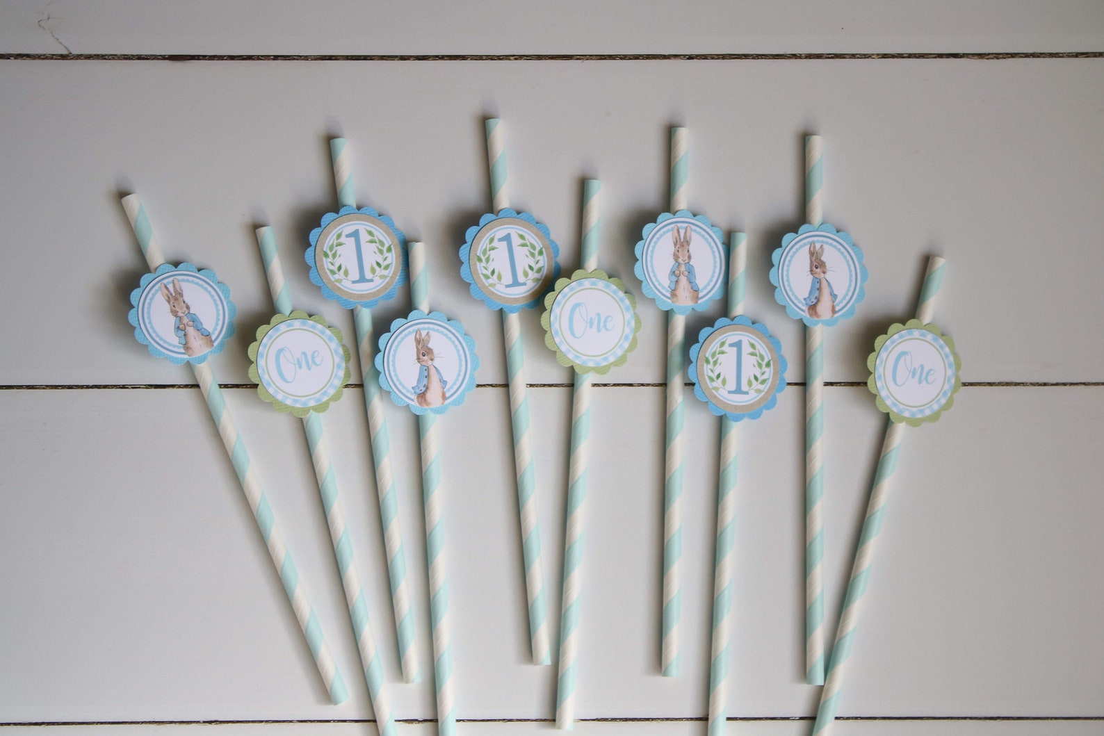 Peter Rabbit Birthday Party Straws With Tags, Easter Bunny Birthday ...