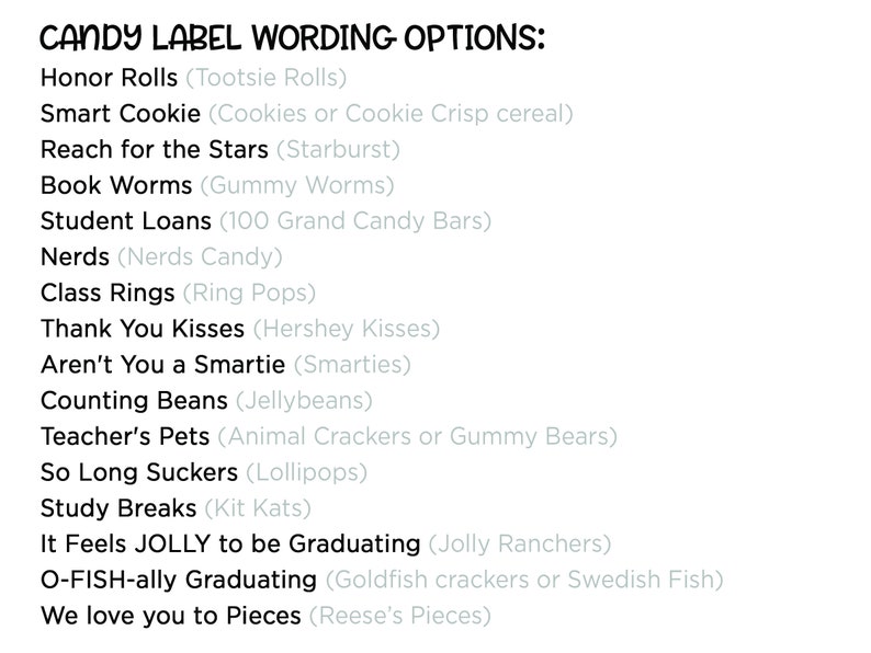 Graduation Candy Bar Labels, Graduation Party Decor, Grad Candy Bar, 2026 Decorations, Sweets Table Candy Buffet, Choose Your Colors! image 10