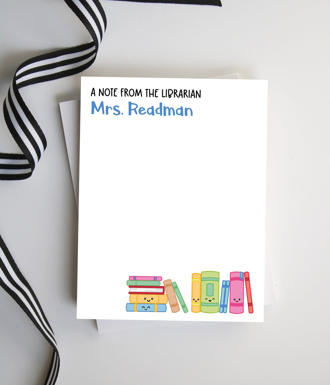 Notepad Style Book Librarian Notepad, Personalized Teacher Gift, Teacher Christmas ...