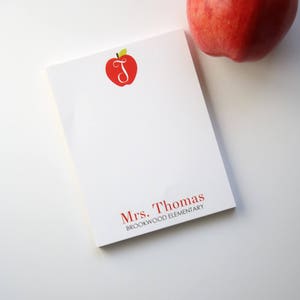 Personalized Teacher Notepad - Teacher Appreciation Gift - End of Year Teacher Gift - Style: Apple Monogram