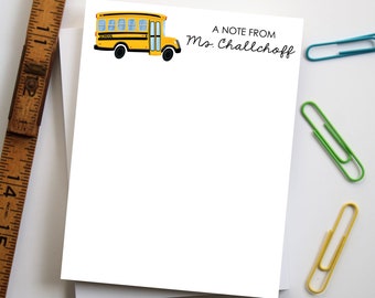 Gifts for Teachers - Personalized Teacher Notepad - Christmas Teacher Gift - End of Year Teacher Gift - Style: School Bus