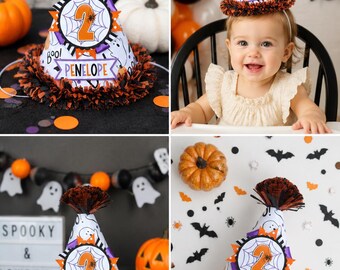 Halloween Birthday Party Hat | Spooky One Ghost First Birthday Hat | Custom Halloween Cake Smash Hat | Boo Birthday Party Decor