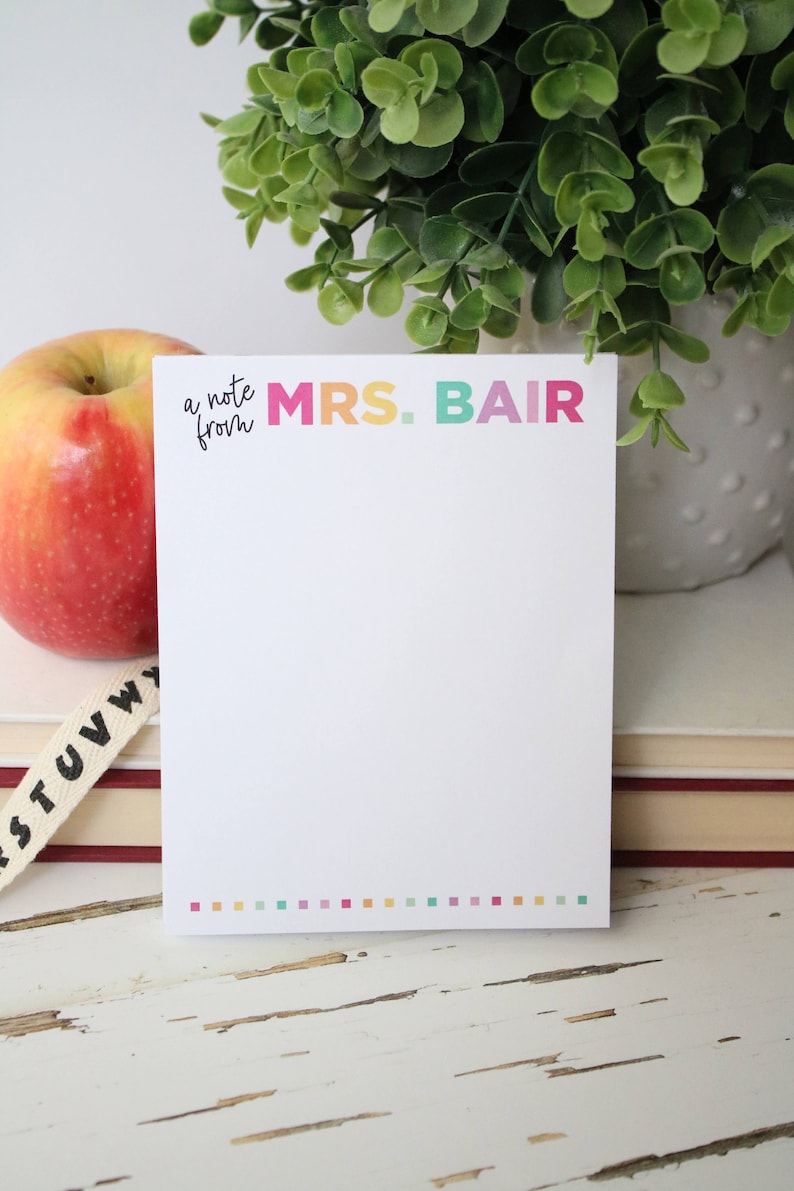Personalized Notepad Personalized Teacher Gift Teacher Etsy