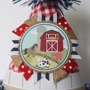 Farm Birthday Party Hat Boy First Birthday Party Hat Farm Barnyard First Birthday Boy Birthday image 4