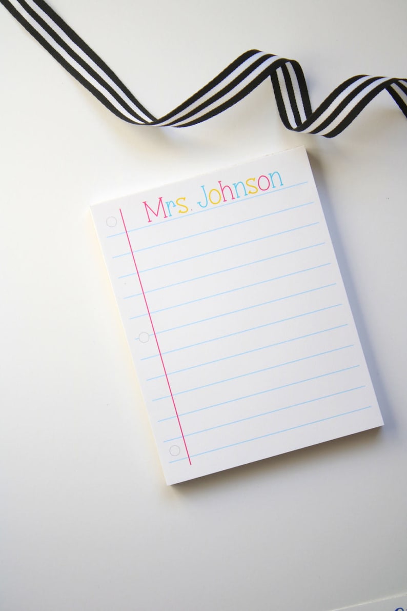 Custom Teacher Notepad Personalized Teacher Gift Teacher Appreciation Gift Style: Notebook Paper image 2