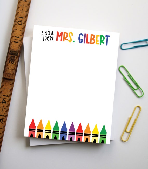 Gifts for Teachers, Crayon Notepad, Personalized Teacher Notepad, Christmas Gift, End of Year Teacher Gift - Style: Rainbow Crayons