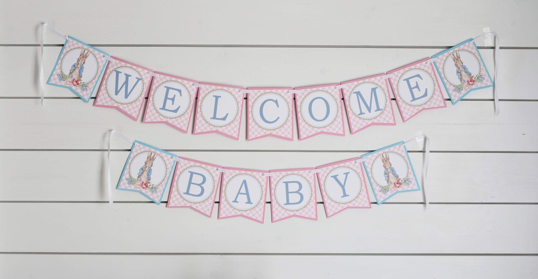 Peter Rabbit Girl Baby Shower Banner, Some Bunny Baby Shower ...