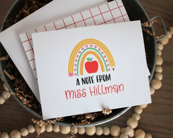 Personalized Teacher Notecards, Teacher Rainbow Stationery, Personalized Teacher Gift, Set of 10 Folded Notecards + Envelopes