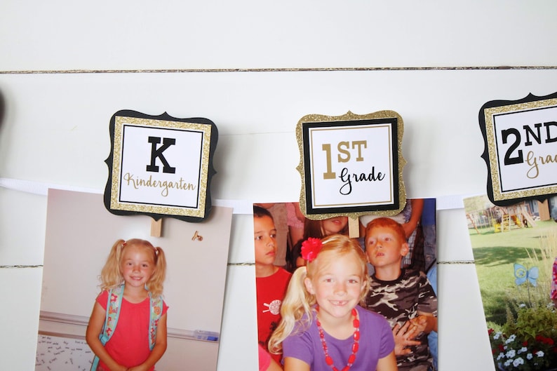 Graduation Photo Banner, Class of 2024 Graduation Decorations, Grad Photo Display, Through the Years, Black/Gold or Choose Your Colors image 5