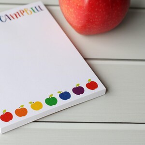 Gifts for Teachers Personalized Teacher Notepad Teacher Stationery Teacher Appreciation Gift Style: Rainbow Apples image 3