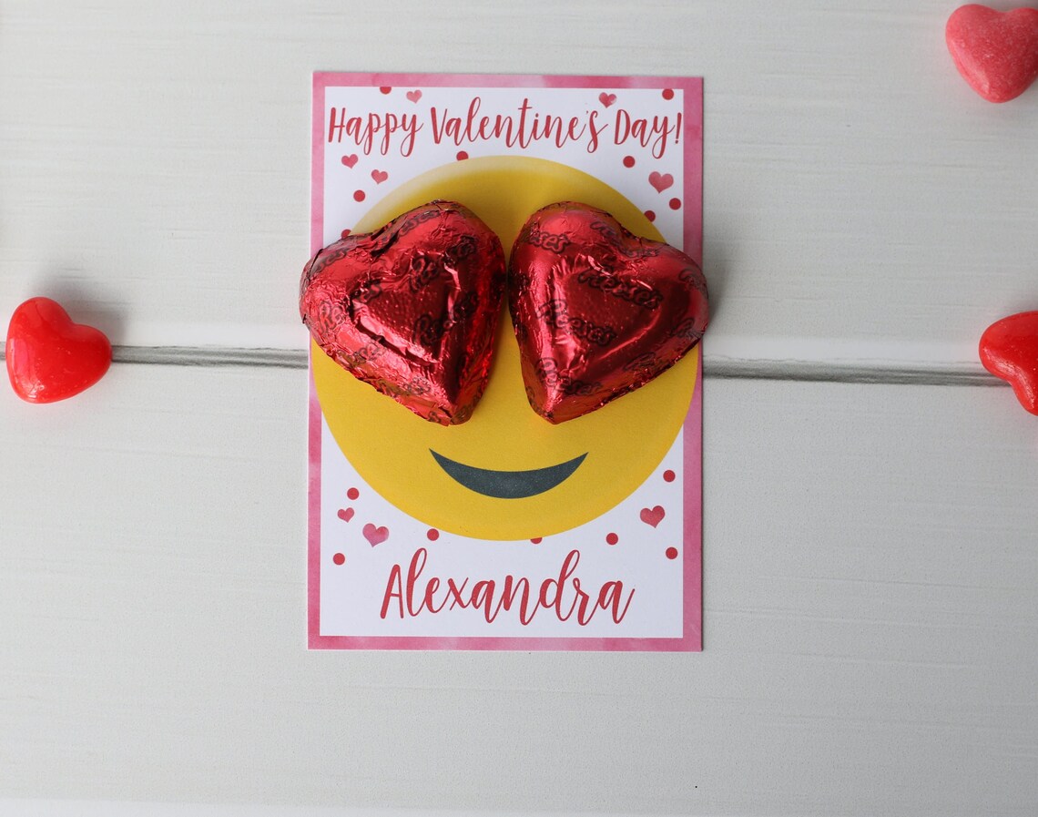 Emoji Valentine Printable Heart Eyes Emoji Valentine Candy Etsy