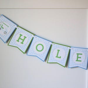 Hole in One Birthday Banner, Golf Boy Birthday Banner, Golf Partee Decorations, Handmade Party Decor, Golf Spring Birthday, Green & Blue