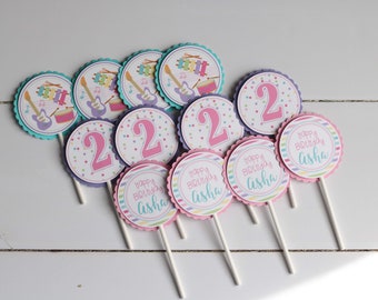 Music Party Cupcake Toppers, Musical Instruments Birthday Party, Pastel Music Birthday Cupcake Picks, Music Cake Decor