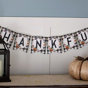 Thanksgiving Banner Printable DIY Buffalo Plaid Thankful Banner Printable Thanksgiving Decorations INSTANT DOWNLOAD image 2