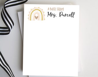 Personalized Teacher Notepad - Teacher Appreciation Gift, Personalized Teacher Gift - Gifts for Her - Style: Neutral Rainbow