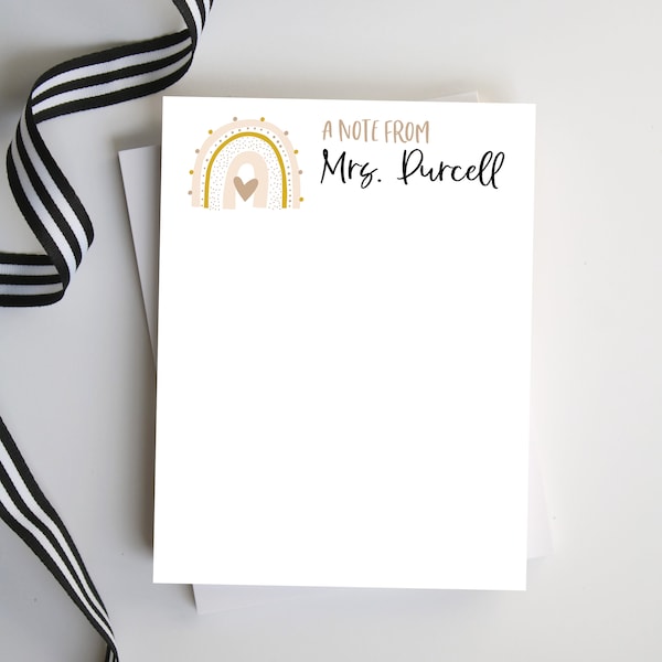 Libreta de notas personalizada para profesores: regalo de agradecimiento para profesores, regalo personalizado para profesores, regalos para ella, estilo: arcoíris neutro