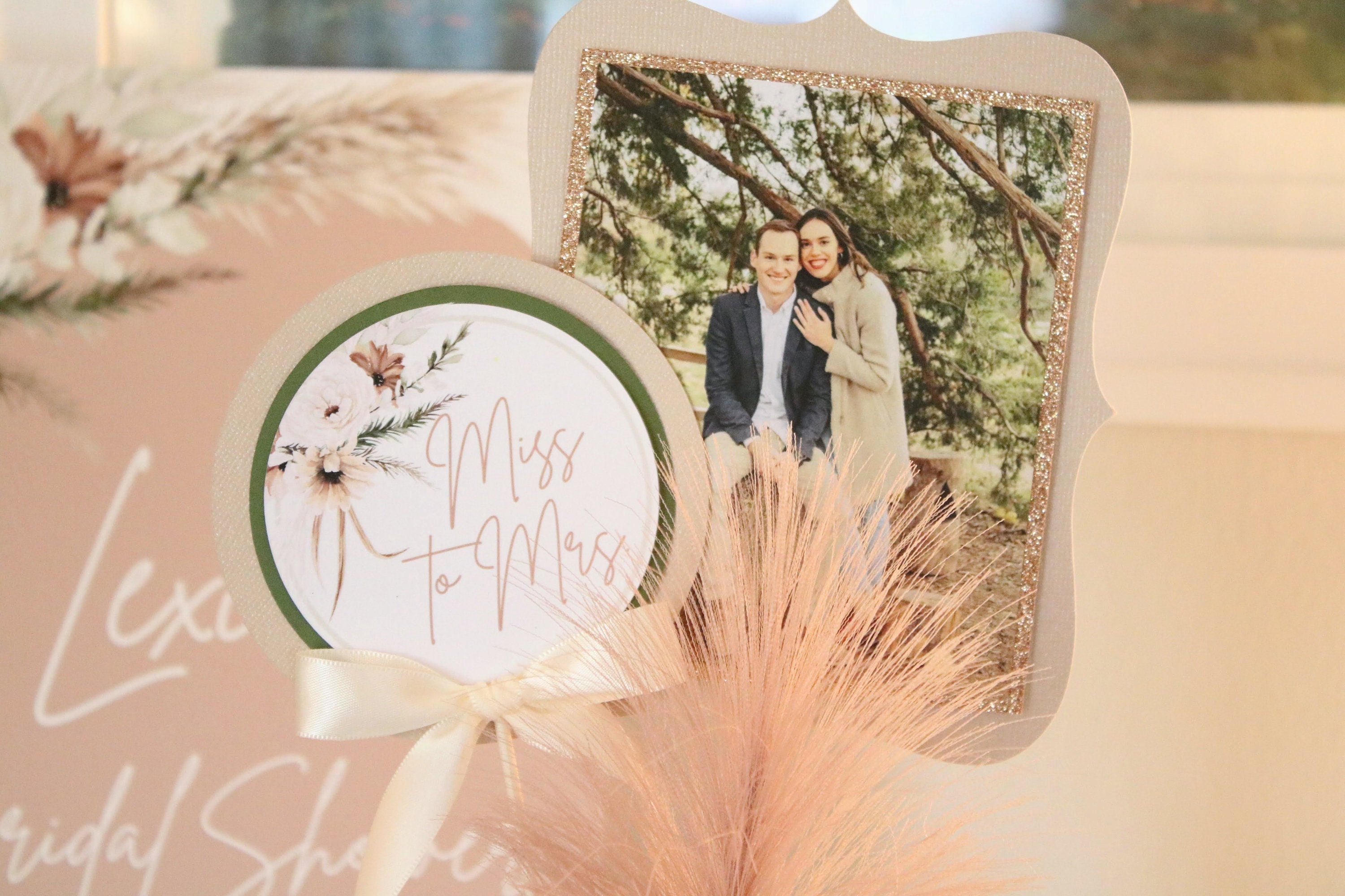 Boho Bridal Shower Photo Centerpiece Decor Pampas Grass Wedding Shower Brunch Bridal Shower Decor Sticks for Flower