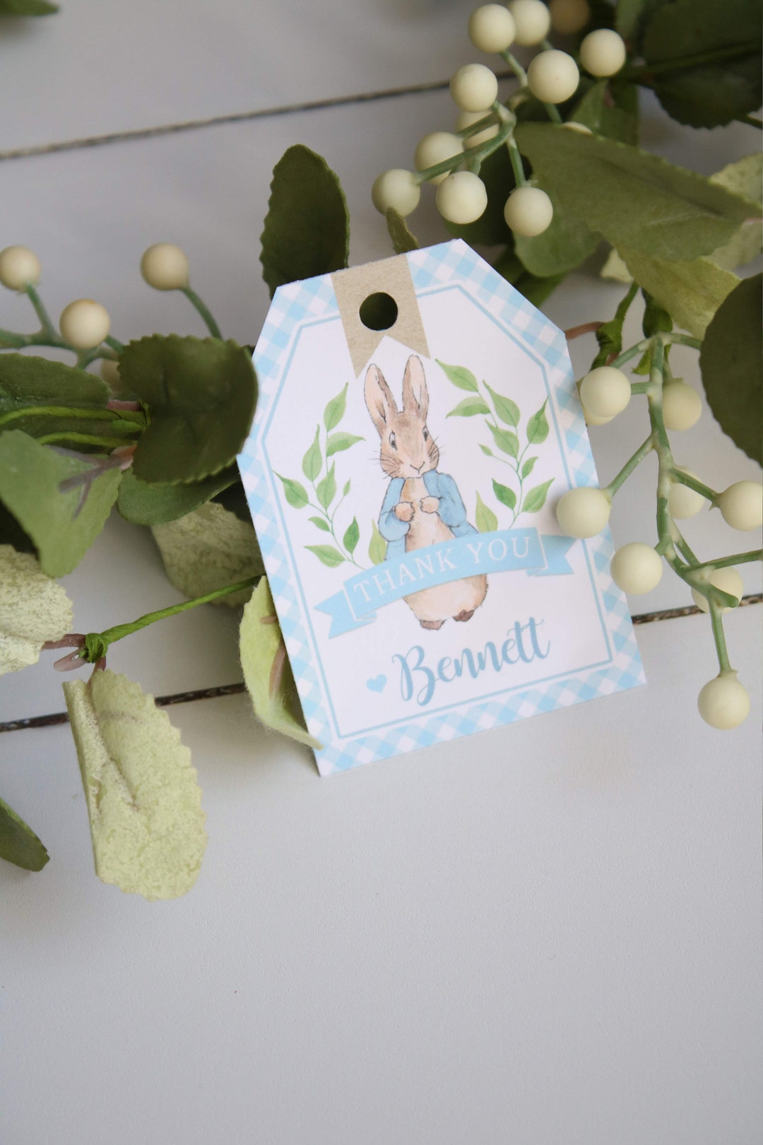 Peter Rabbit Birthday Party Favor Tags/stickers - Blue Gingham Bunny ...