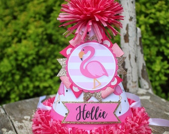 Flamingo First Birthday Party Hat - Flamingo Summer Birthday - Girl First Birthday - Flamingo Birthday Party Decorations