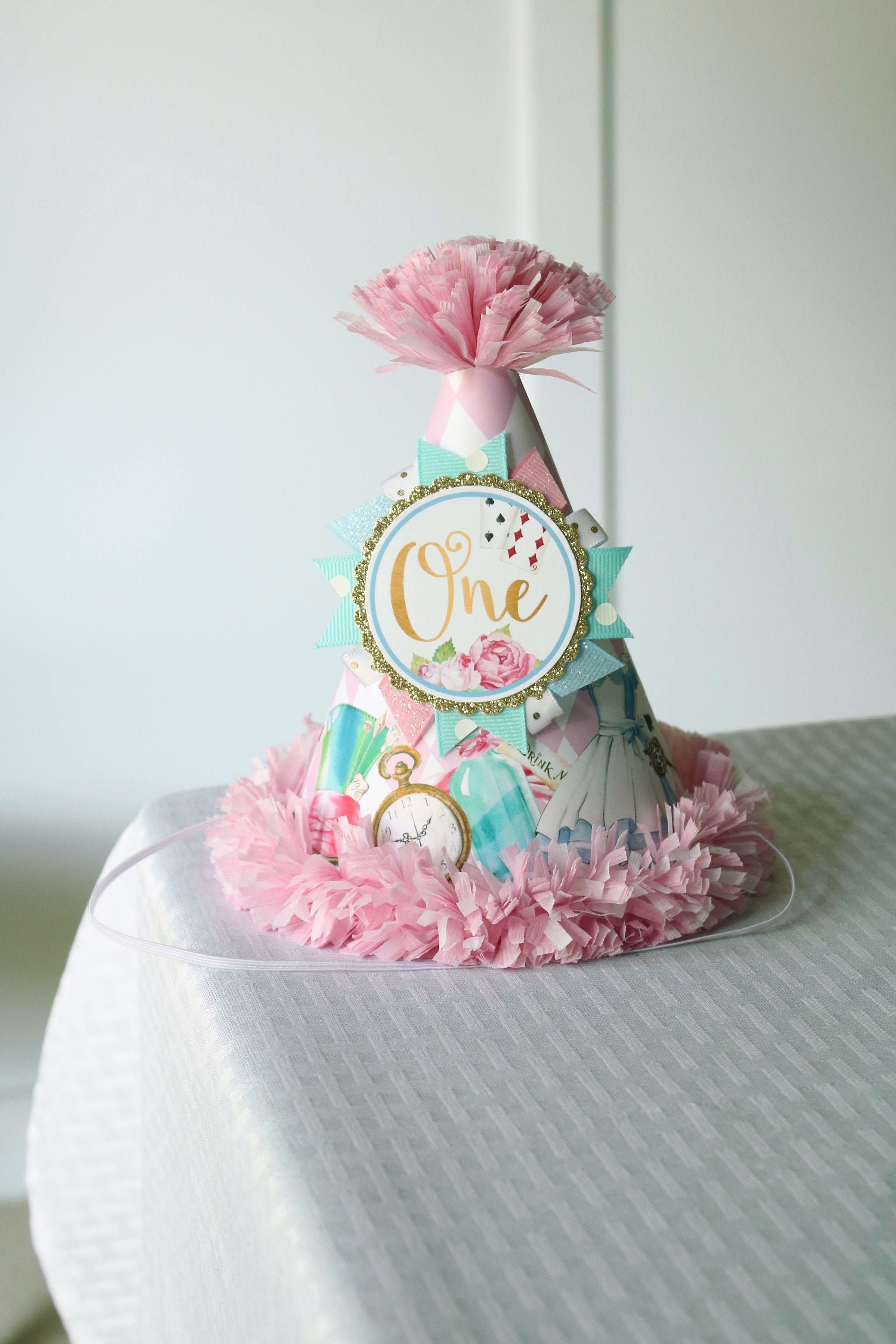 Alice in Onederland First Birthday Party Hat, Alice in Wonderland