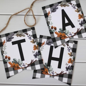 Thanksgiving Banner Printable DIY Buffalo Plaid Thankful Banner Printable Thanksgiving Decorations INSTANT DOWNLOAD image 7