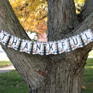 Thanksgiving Banner Printable DIY Buffalo Plaid Thankful Banner Printable Thanksgiving Decorations INSTANT DOWNLOAD image 3