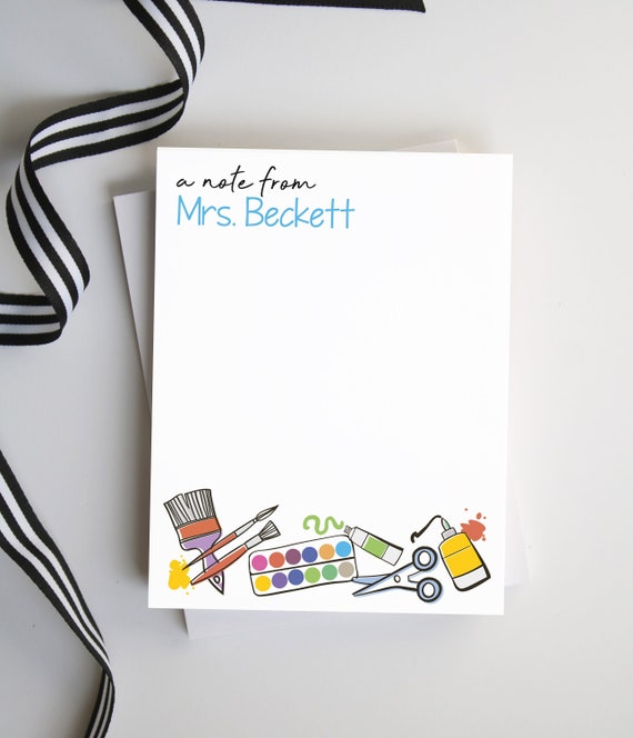 Gifts for Teachers, Personalized Teacher Notepad, Art Teacher Gift