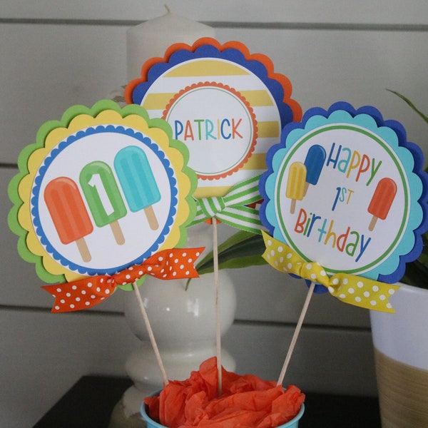 Popsicle Party, Summer Birthday Centerpiece Sticks, Ice Cream Summer Birthday Party Table Decorations, Boy Colors Popsicle Party