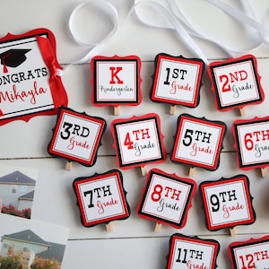 Graduation Photo Banner, Class of 2025 Graduation Decorations, Grad Photo Display, Graduate Through the Years, Choose Your Colors!