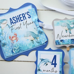 Oneder the Sea Birthday Banner, Shark Sea Creatures Photo Banner, Under the Sea First Birthday Party Decor, Blue Under the Sea Birthday