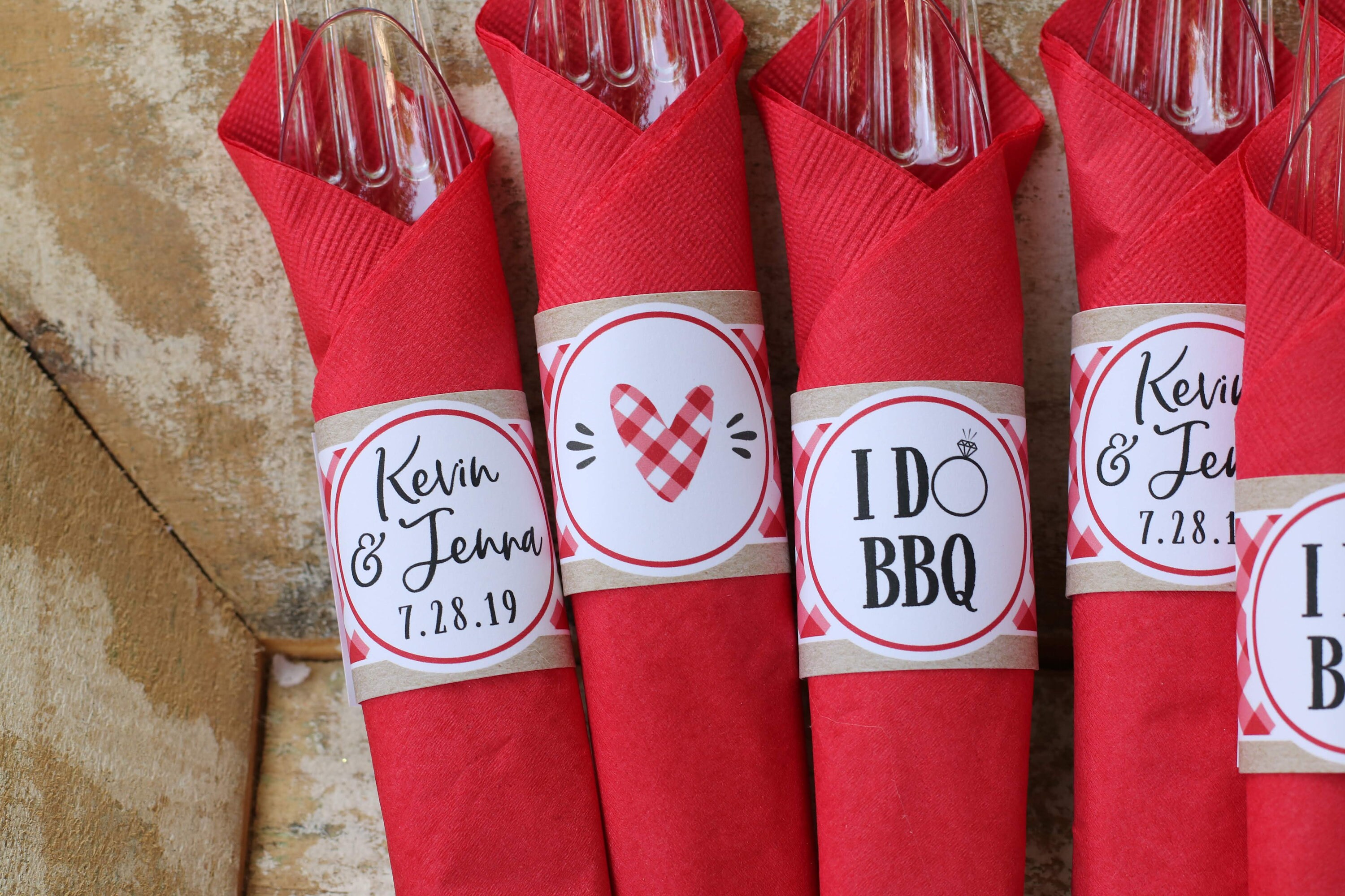 I Do BBQ Wedding Shower Cutlery Sets, Red Gingham BBQ Shower or Rehearsal  Dinner Silverware Sets, Napkin Wraps, Cutlery Tags - Etsy, image size:3000x2000
