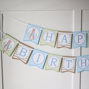 Peter Rabbit Birthday Banner, Beatrix Potter Party Decor, Spring Bunny Birthday Decor, Peter Rabbit First Birthday, Rabbit Birthday Banner